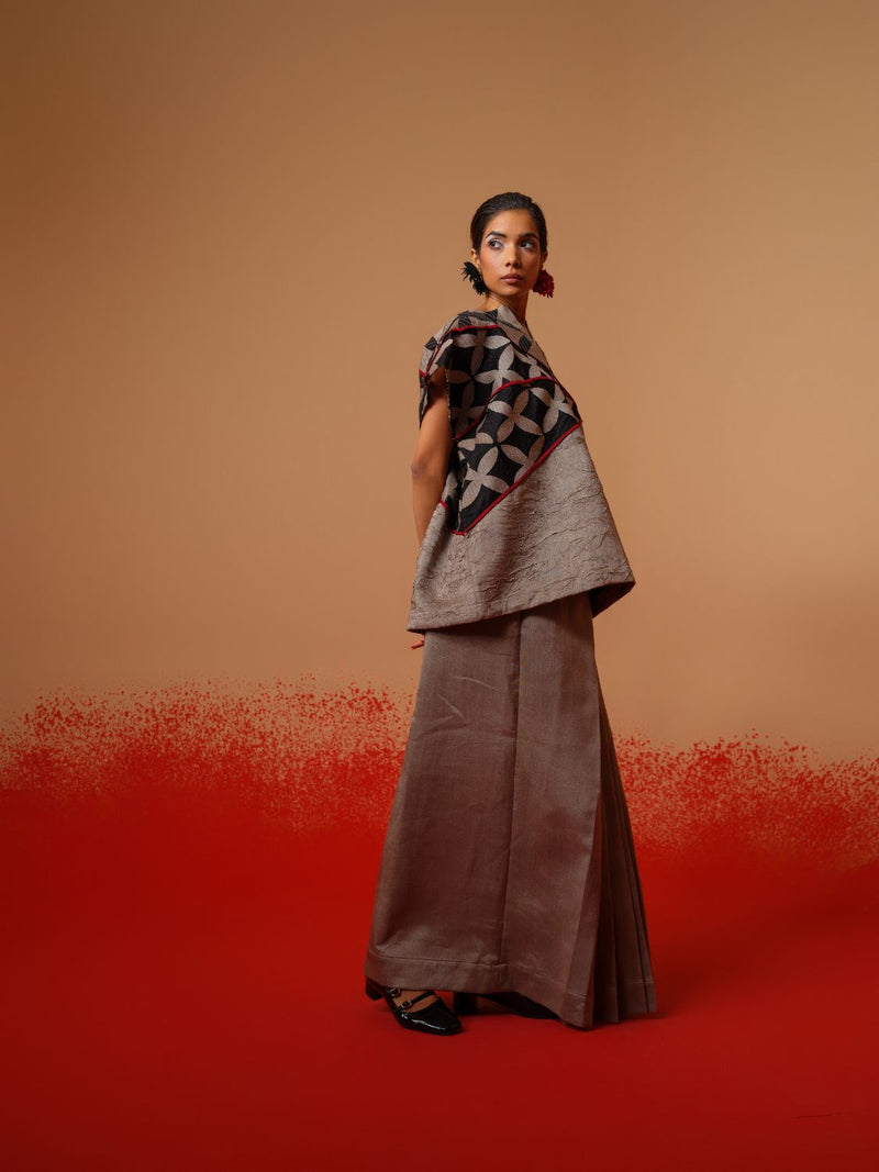 Mist Skirt-Grey mysore silk skirts by Stoique in grey for women in Singapore