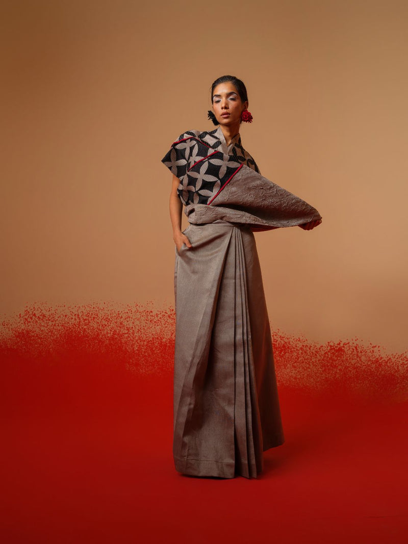 Mist Skirt-Grey mysore silk skirts by Stoique in grey for women in Singapore