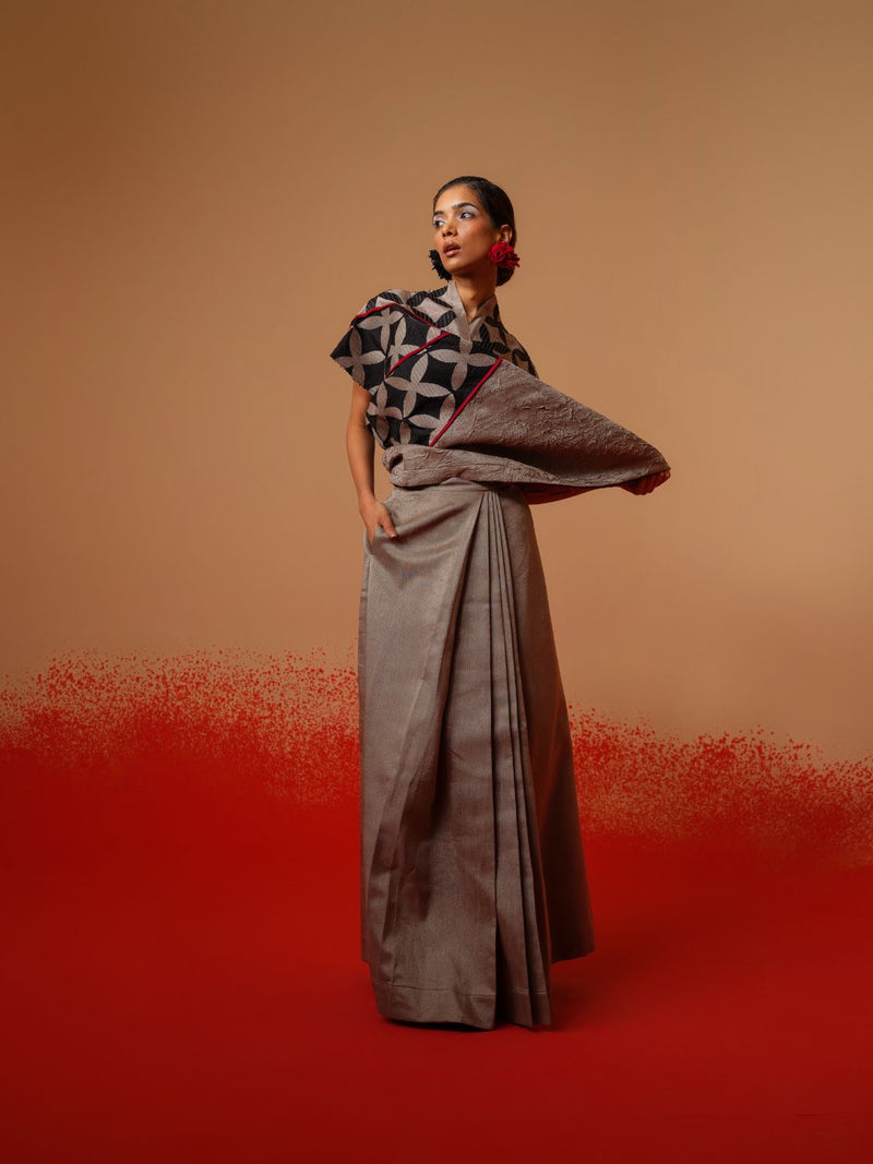 Mist Skirt-Grey mysore silk skirts by Stoique in grey for women in Singapore
