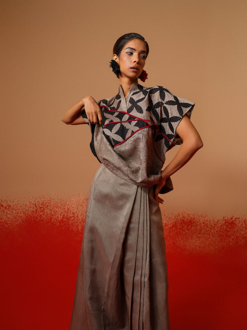 Mist Skirt-Grey mysore silk skirts by Stoique in grey for women in Singapore