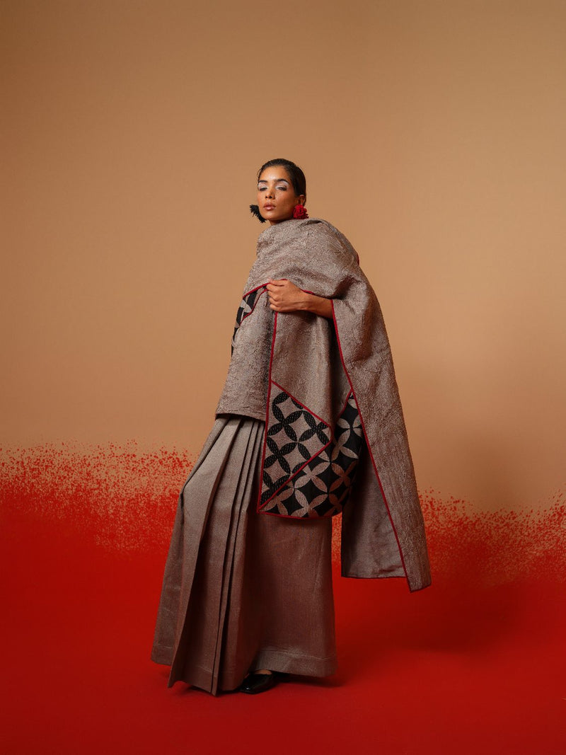 Mist Skirt-Grey mysore silk skirts by Stoique in grey for women in Singapore