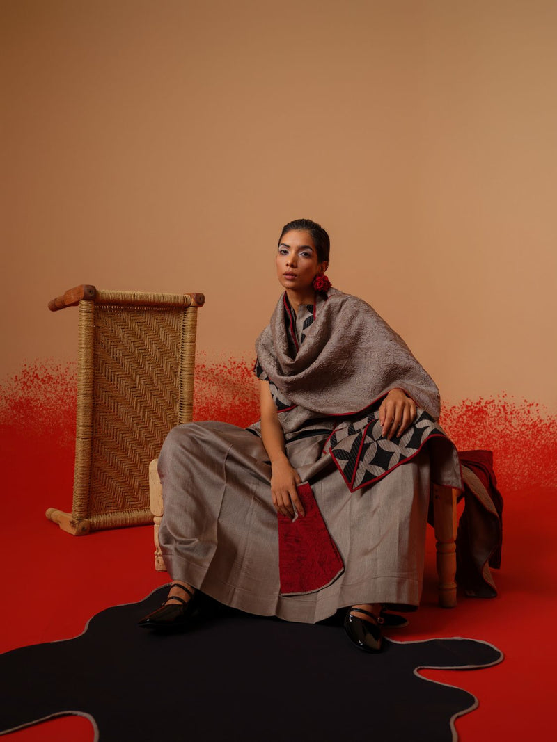 Mist Skirt-Grey mysore silk skirts by Stoique in grey for women in Singapore