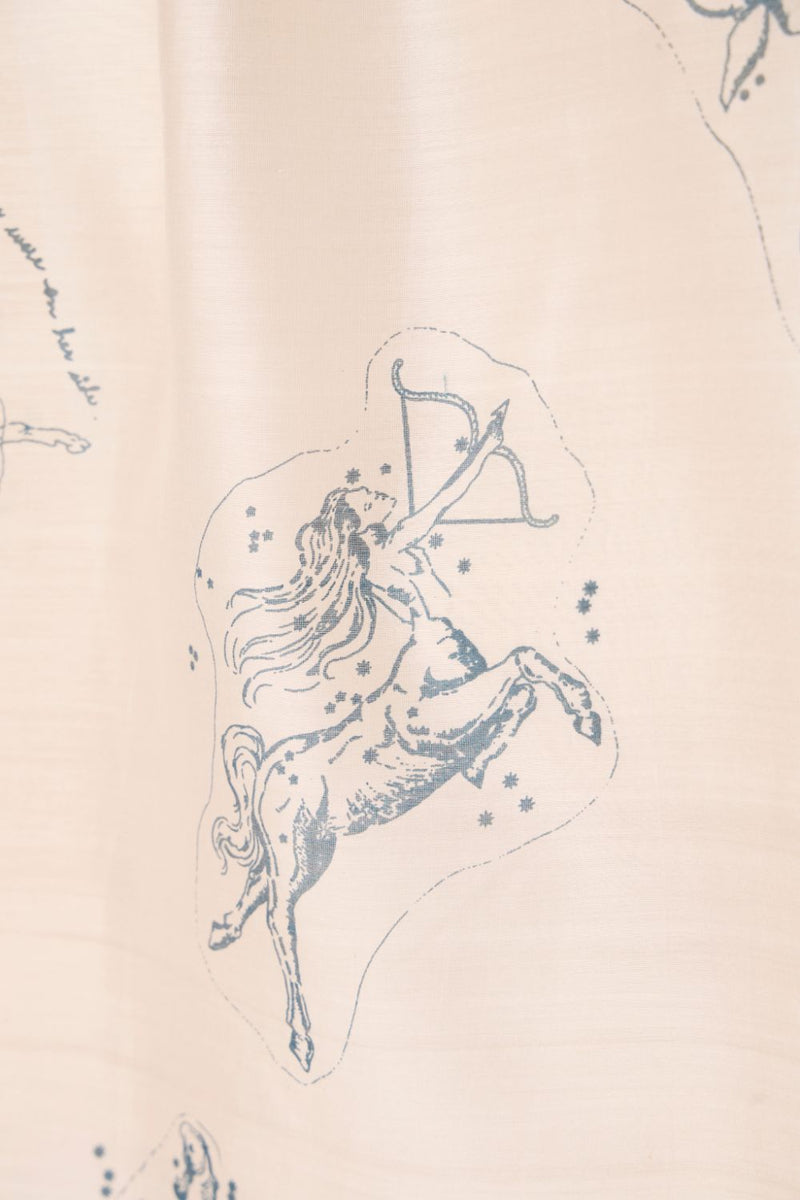 Mizar Zodiac Print Handwoven Dress chanderi by The Summer House in white color for women in Singapore