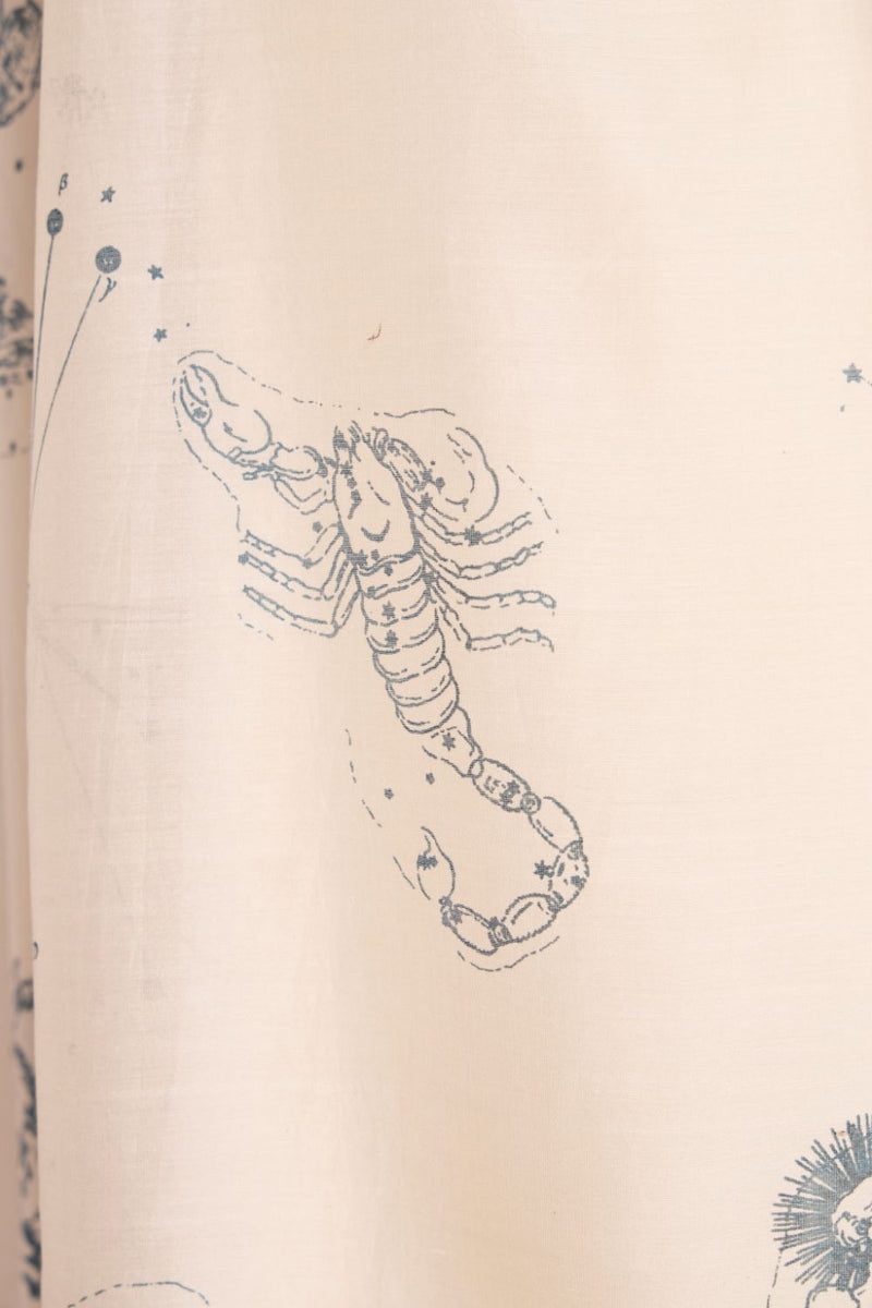 Mizar Zodiac Print Handwoven Dress chanderi by The Summer House in white color for women in Singapore