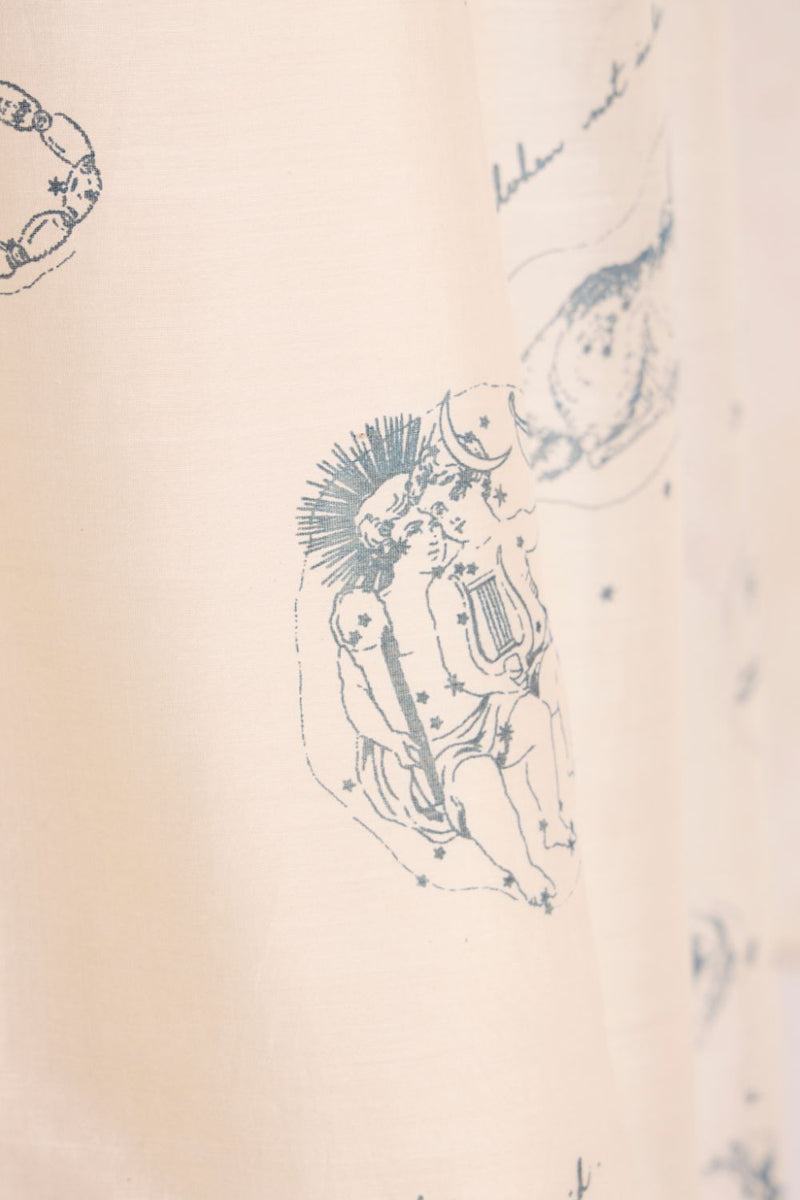Mizar Zodiac Print Handwoven Dress chanderi by The Summer House in white color for women in Singapore