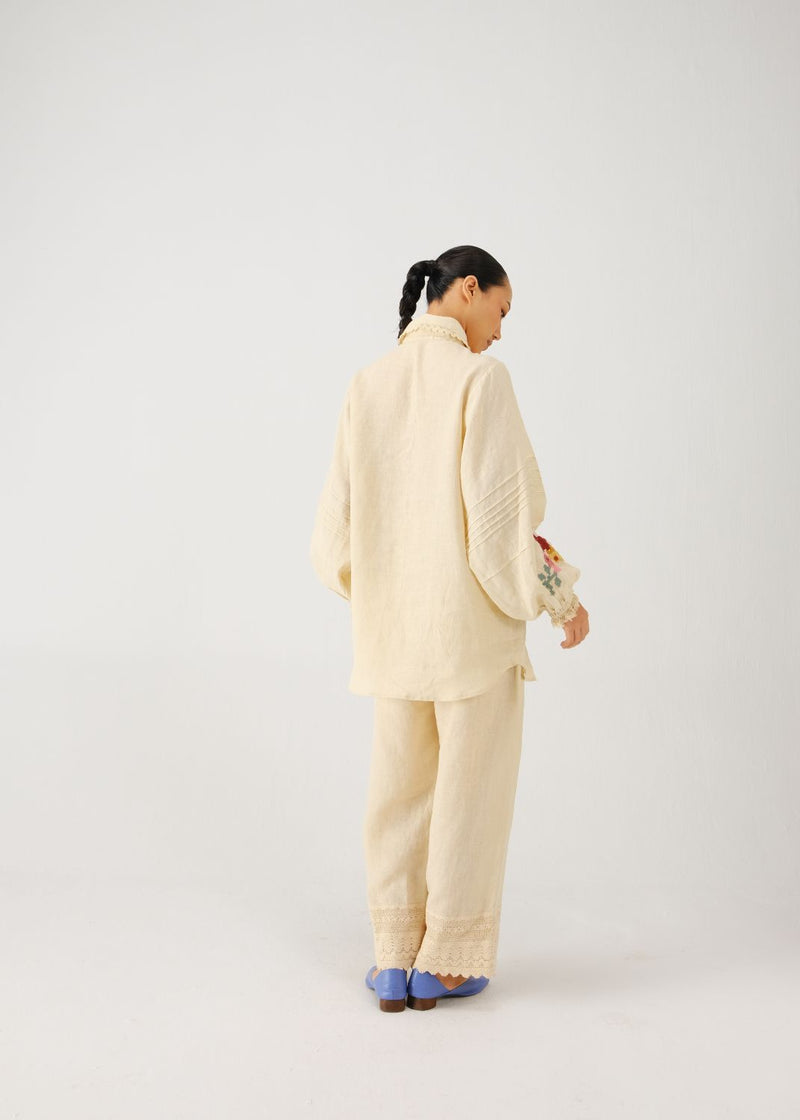 Moira set-Ivory pixel emb. linen by CORD for women in Singapore