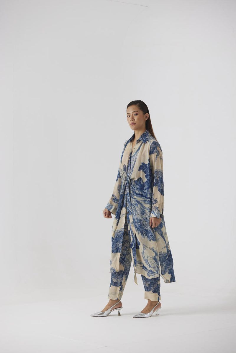 MORNI WRAP KURTA SET by Yam in white color for women in Singapore