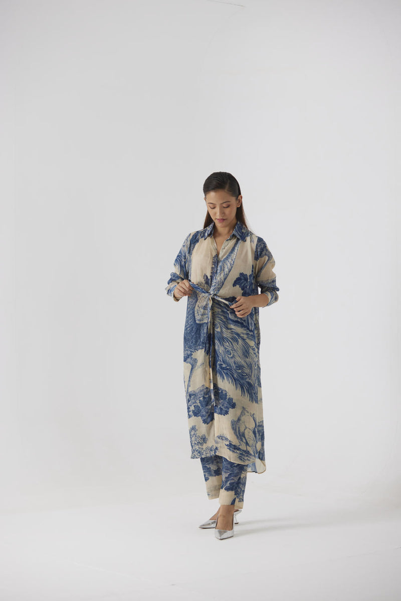 MORNI WRAP KURTA SET by Yam in white color for women in Singapore