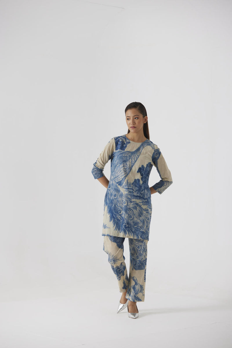 MORNI SHORT KURTA SET cotton by Yam in white color for women in Singapore