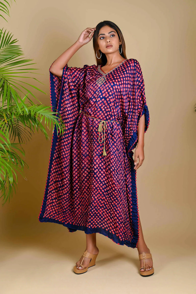MOROCCAN KAFTAN-INDIGO BLUE silk by Dyelogue in blue color for women in Singapore