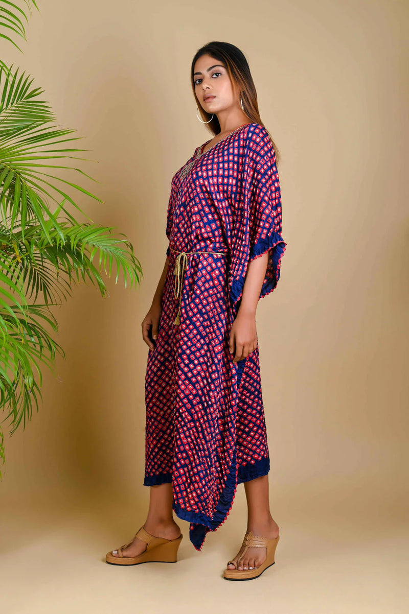 MOROCCAN KAFTAN-INDIGO BLUE silk by Dyelogue in blue color for women in Singapore
