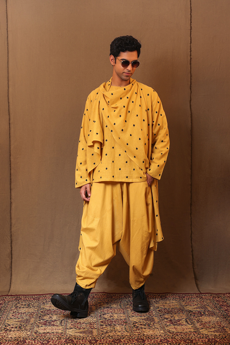 Mustard EMB Spade 3 Way Jacket cotton by Mati Men in mustard color for men in Singapore
