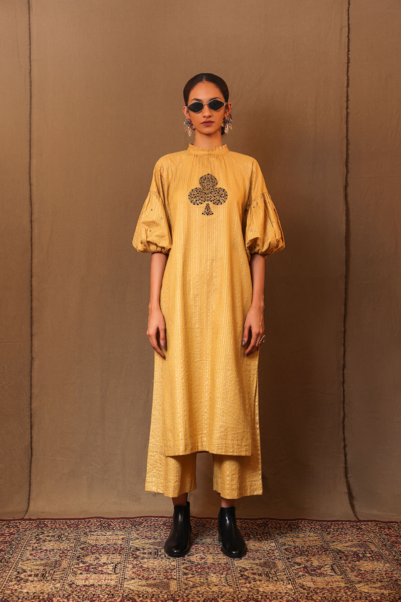 Mustard STR RE Pants 100% cotton by Mati in mustard color for women in Singapore