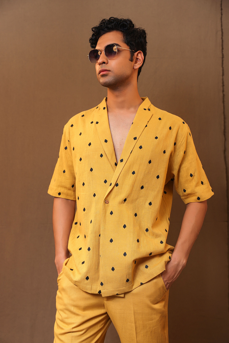Mustard Straight Pants cotton by Mati Men in mustard color for men in Singapore