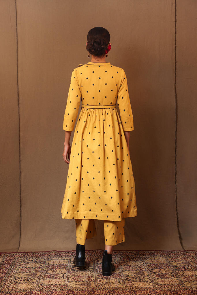 Mustard Club EMB Rakha Set (3 PCS) 100% cotton by Mati in mustard color for women in Singapore