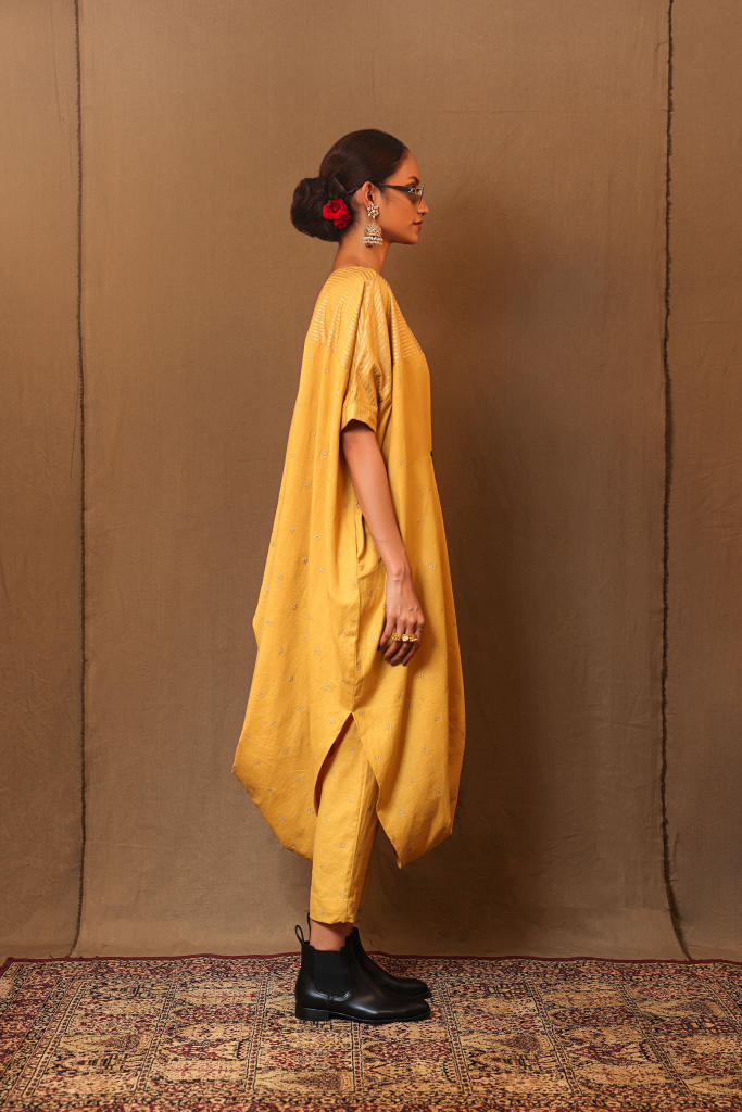 Mustard Club EMB SE Pants 100% cotton by Mati in mustard color for women in Singapore