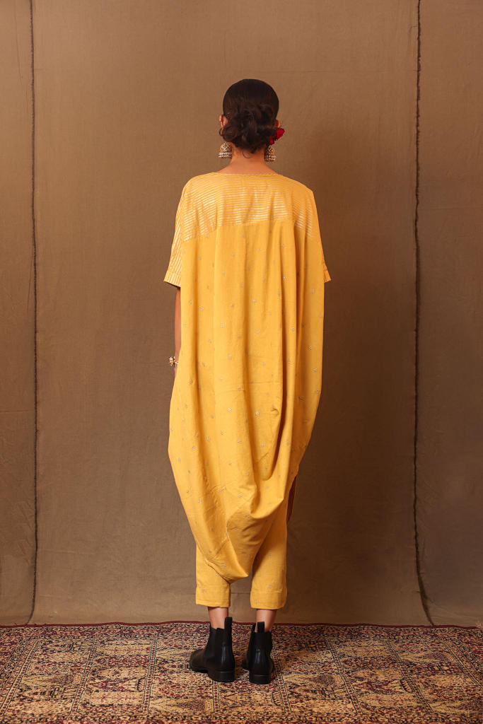 Mustard Club EMB SE Pants 100% cotton by Mati in mustard color for women in Singapore