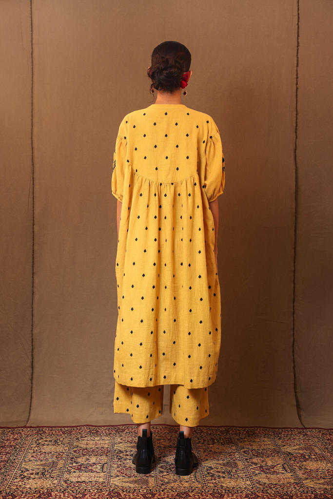 Mustard Spade EMB RE Pants 100% cotton by Mati in mustard color for women in Singapore