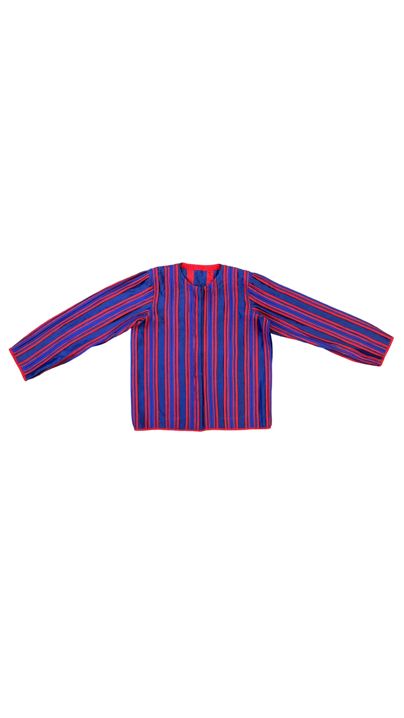My Simp Jacket-Ink Blue and Red chanderi jacket/overlay by Ka-Sha in red for women in Singapore