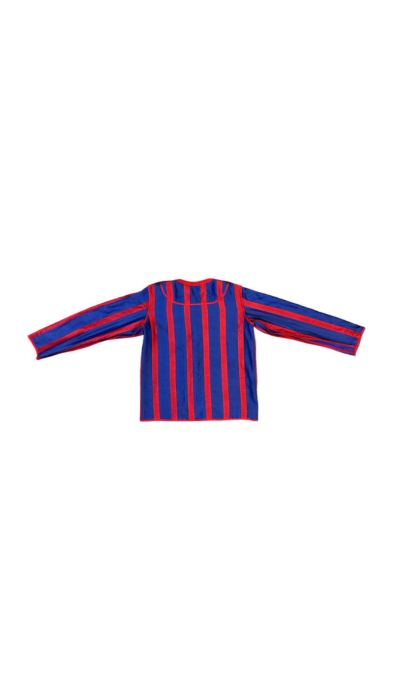 My Simp Jacket-Ink Blue and Red chanderi jacket/overlay by Ka-Sha in red for women in Singapore