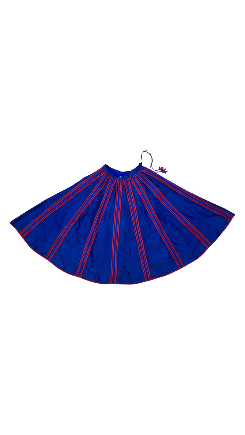 My Simp Skirt-Ink Blue and Red chanderi skirt by Ka-Sha in red for women in Singapore