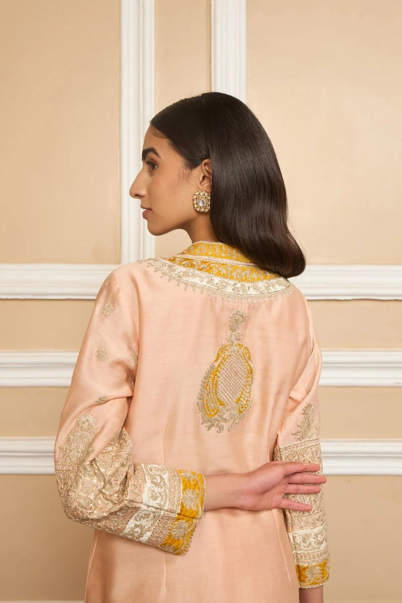 Myreen Straight kurta with dhoti-Rosepink silk by SHEETAL BATRA in pink color for women in Singapore