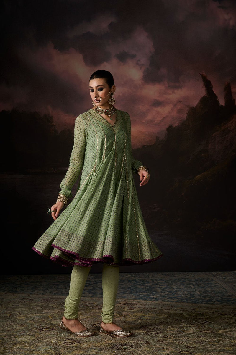 NAAZ CHURIDAR cotton by SWATTI KAPOOR in green color for women in Singapore