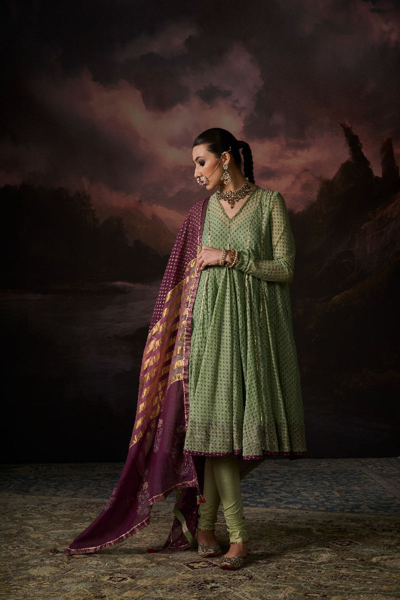 NAAZ CHURIDAR cotton by SWATTI KAPOOR in green color for women in Singapore