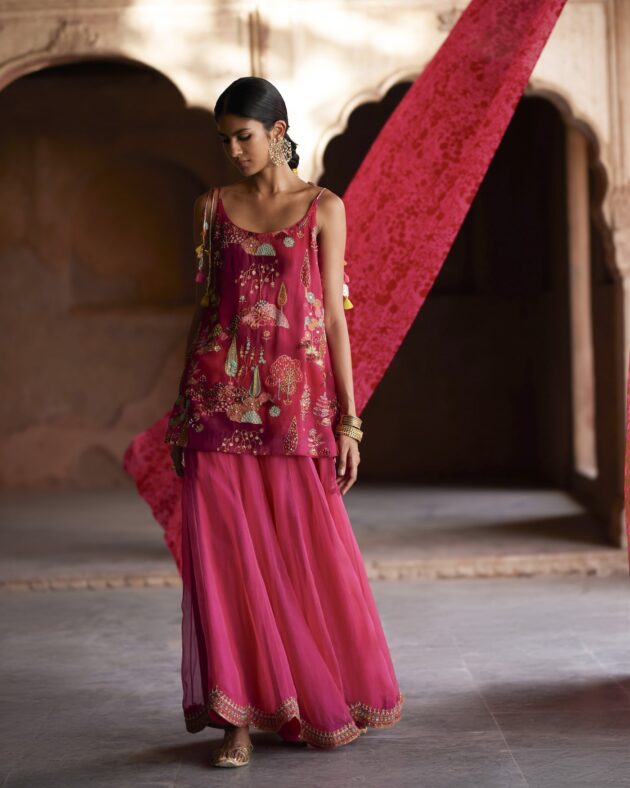 Nadira Magenta Sharara Set by Rajiramniq for women in Singapore
