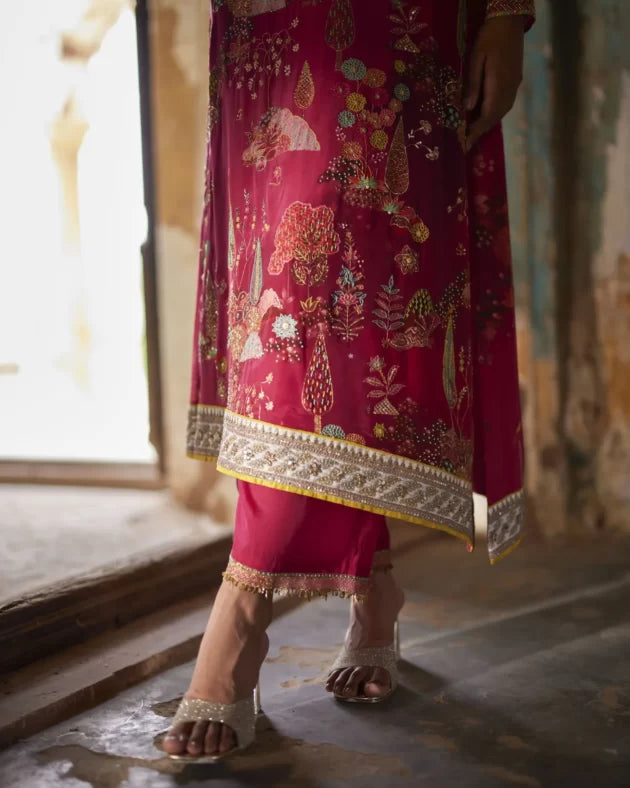 Nadira Magenta Kurta Set by Rajiramniq for women in Singapore