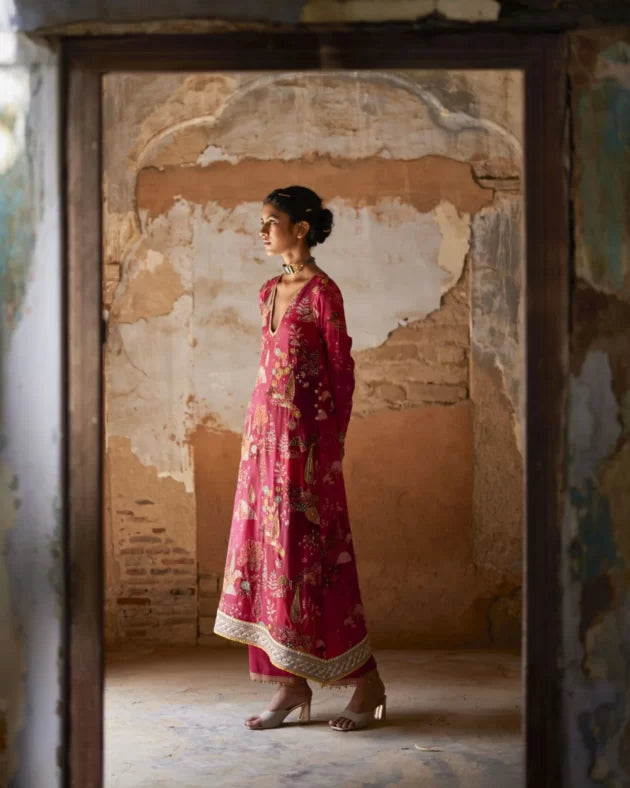 Nadira Magenta Kurta Set by Rajiramniq for women in Singapore