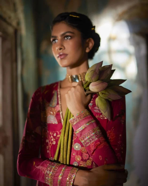 Nadira Magenta Kurta Set by Rajiramniq for women in Singapore