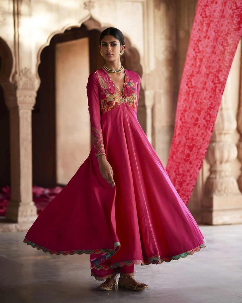 Nadira Magenta Anarkali Set by Rajiramniq for women in Singapore