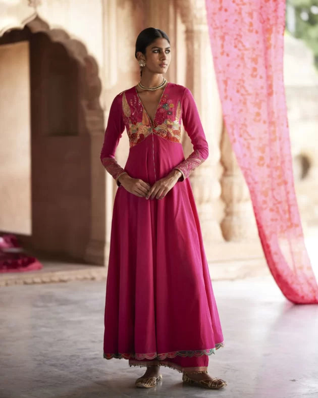 Nadira Magenta Anarkali Set by Rajiramniq for women in Singapore