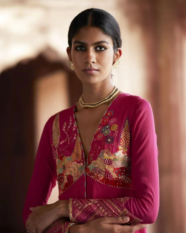Nadira Magenta Anarkali Set by Rajiramniq for women in Singapore