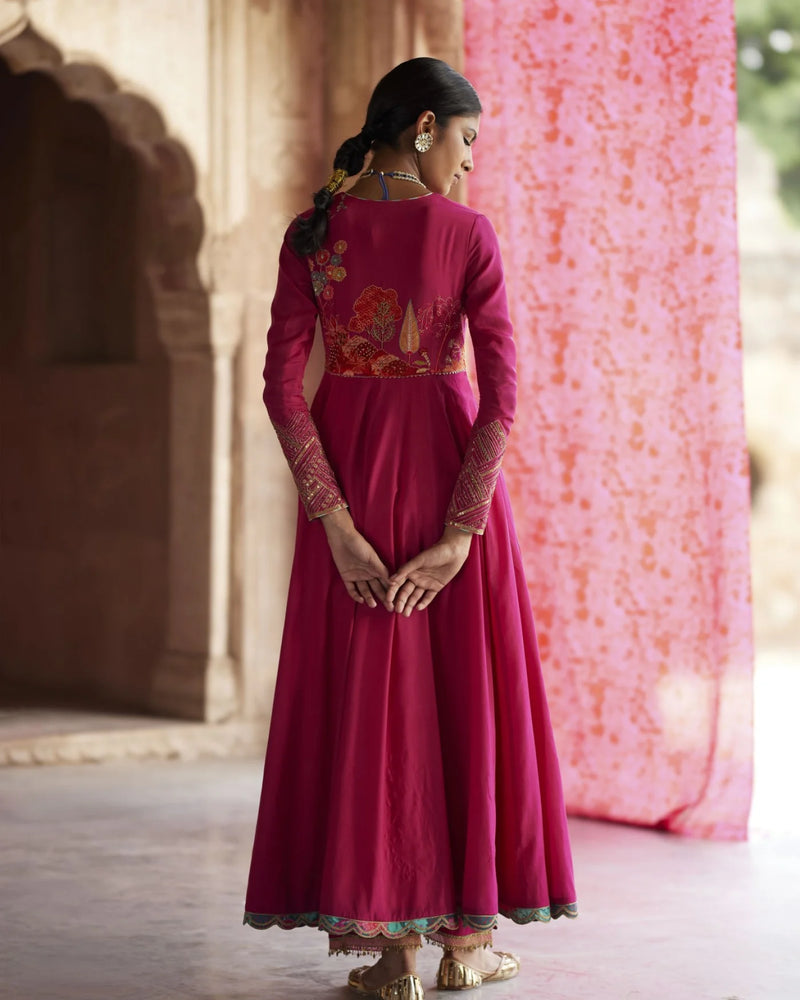 Nadira Magenta Anarkali Set by Rajiramniq for women in Singapore