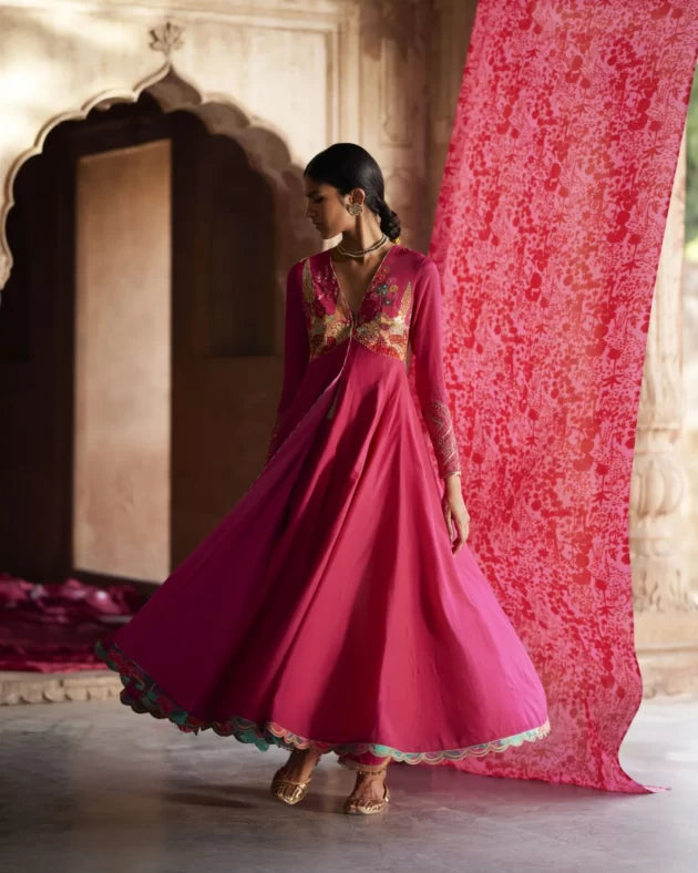 Nadira Magenta Anarkali Set by Rajiramniq for women in Singapore