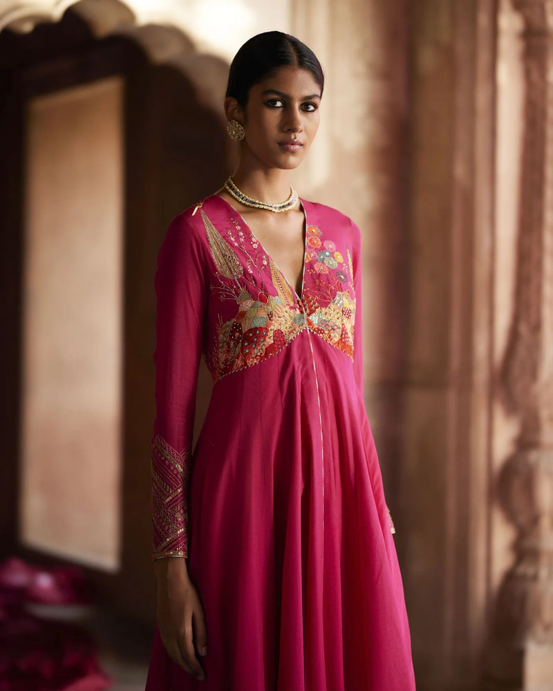 Nadira Magenta Anarkali Set by Rajiramniq for women in Singapore