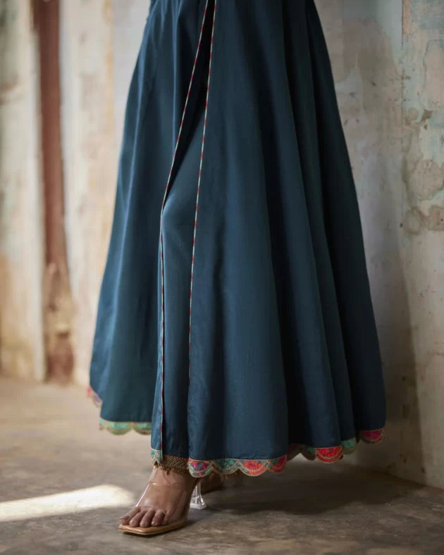 Nadira Teal Anarkali Set by Rajiramniq in teal color for women in Singapore