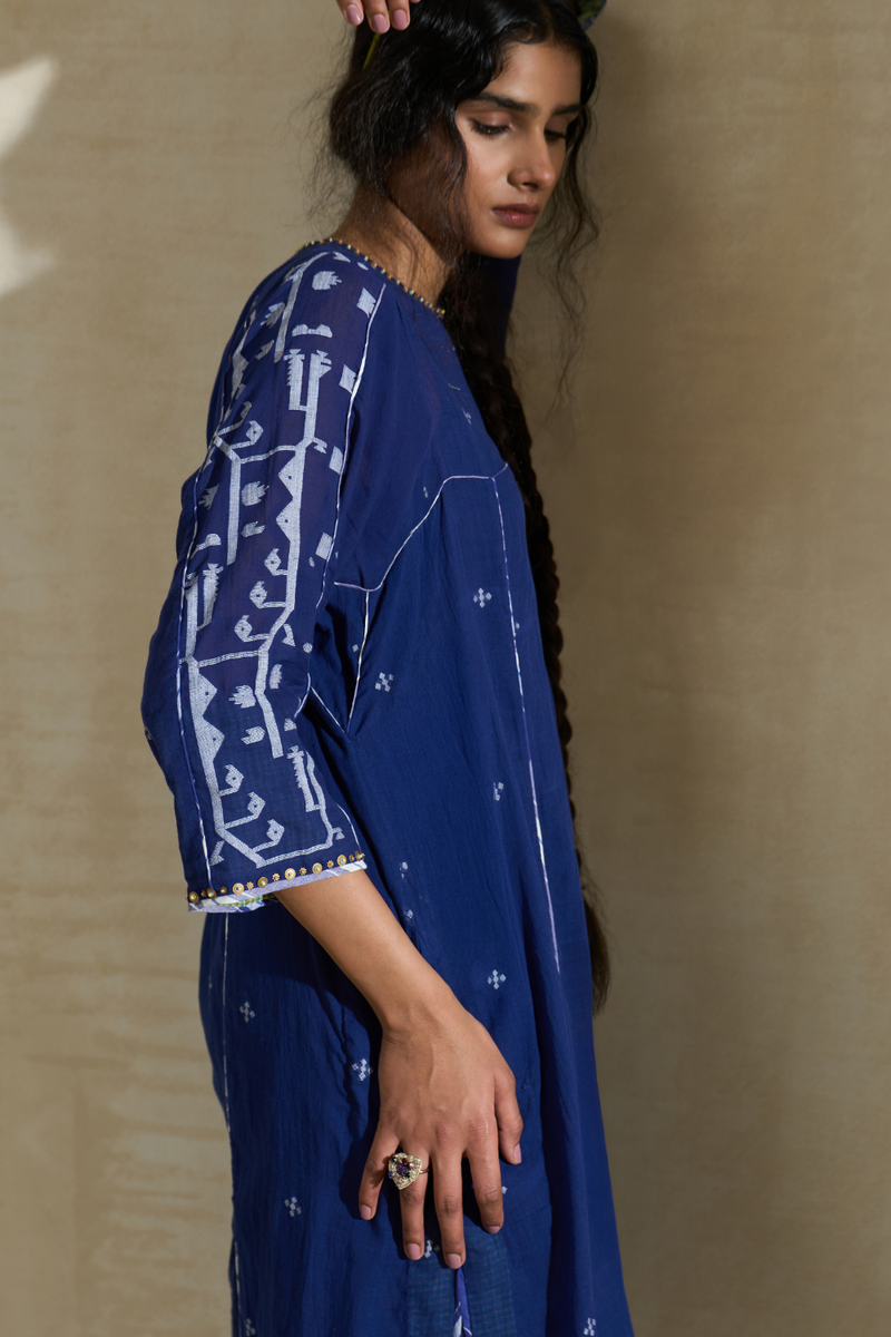 Nancy Kurta cotton by SWATTI KAPOOR in blue color for women in Singapore