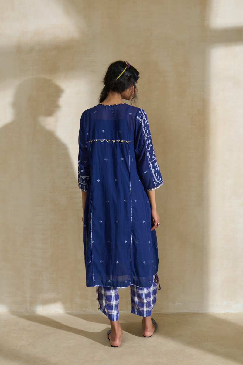 Nancy Kurta cotton by SWATTI KAPOOR in blue color for women in Singapore