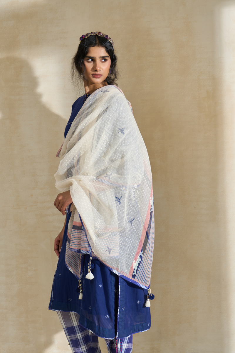 Snow Dupatta cotton by SWATTI KAPOOR in white color for women in Singapore