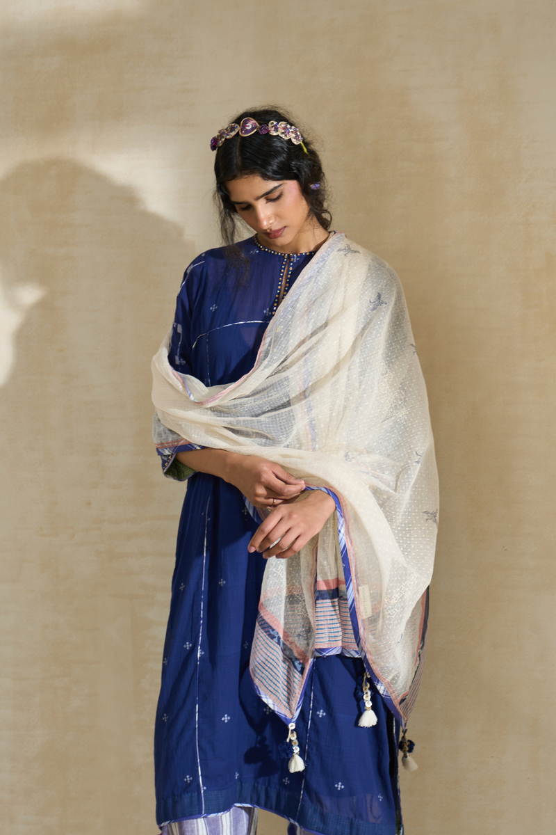 Nancy Kurta cotton by SWATTI KAPOOR in blue color for women in Singapore