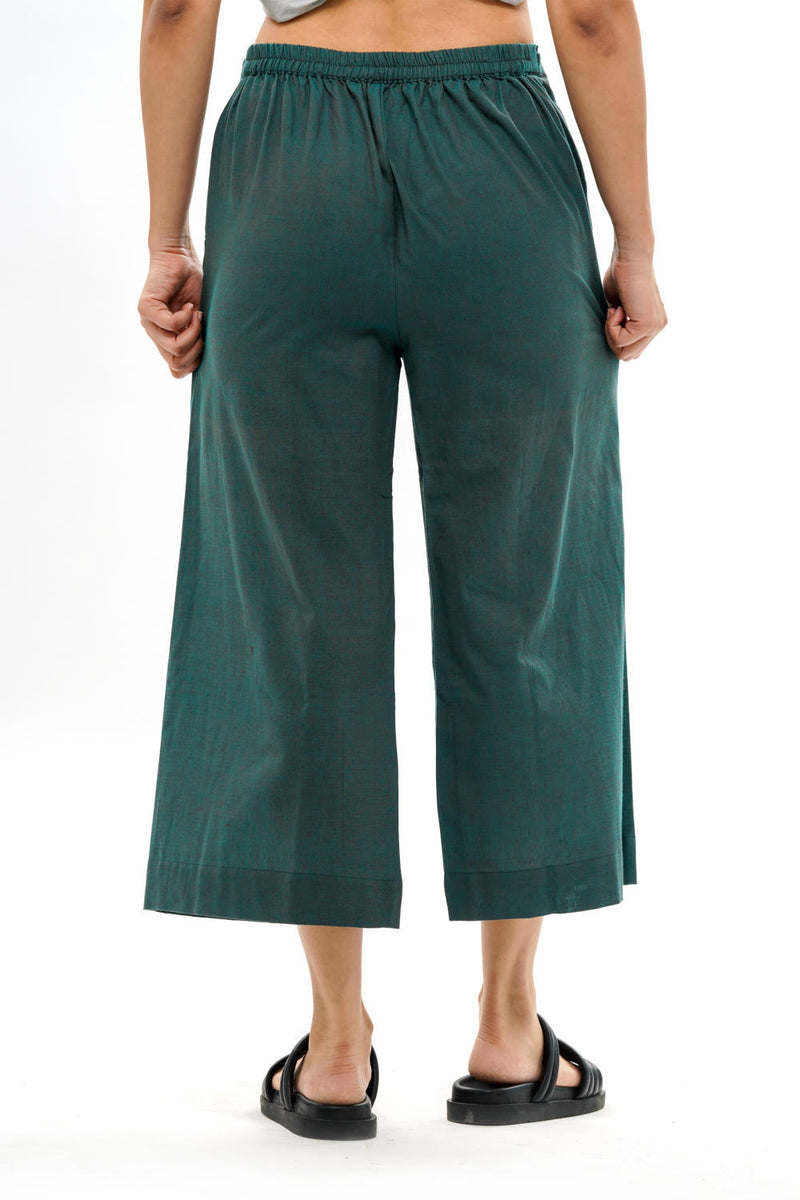 MIDORI PALAZZO 100% cotton by Translate - Handwoven Ikat in green color for women in Singapore