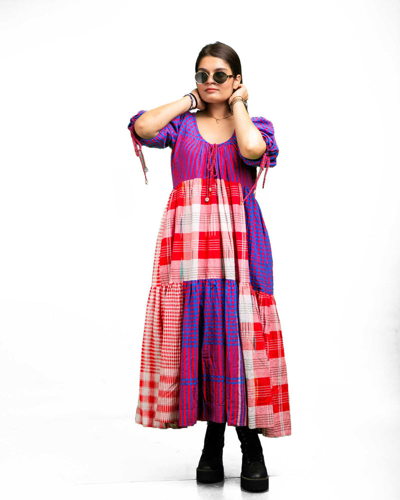 Santorini Dress gamcha dress by 145 East in red, purple for women in Singapore