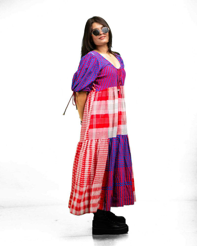 Santorini Dress gamcha dress by 145 East in red, purple for women in Singapore