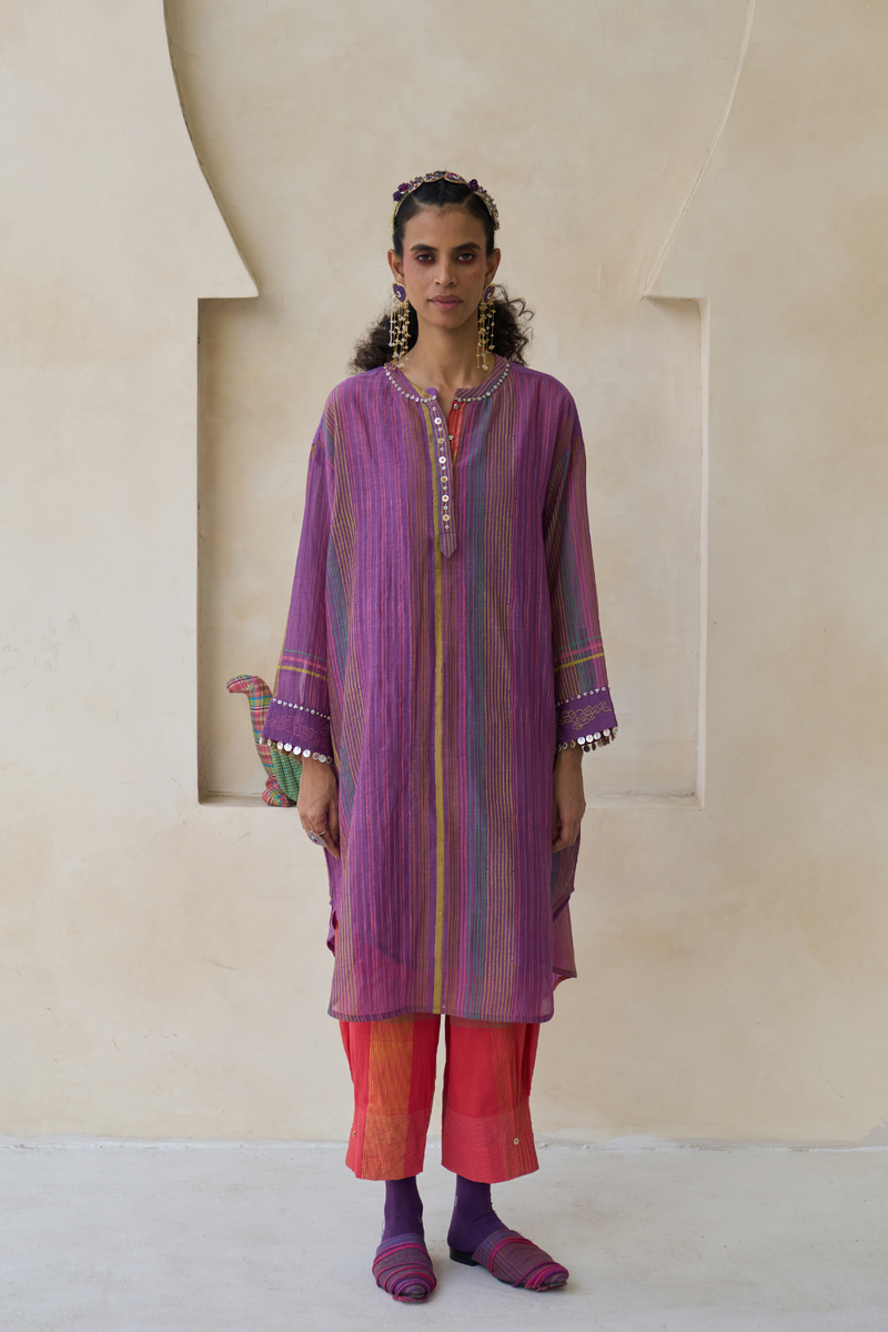 Nick Shirt cotton by SWATTI KAPOOR in purple color for women in Singapore