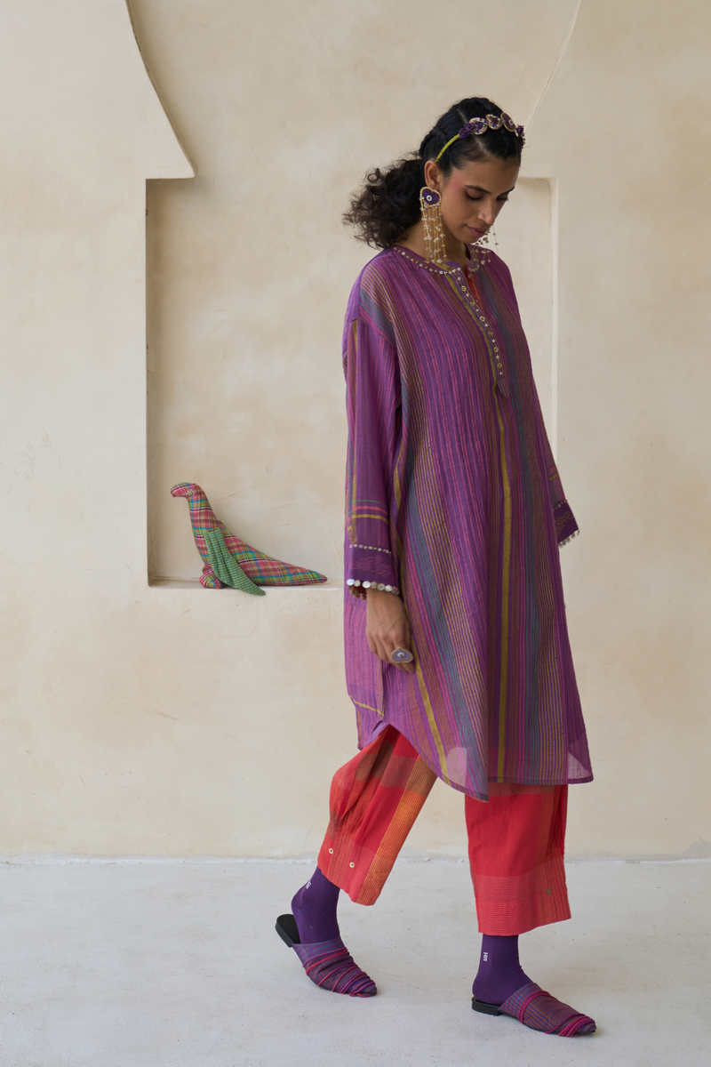 Nick Shirt cotton by SWATTI KAPOOR in purple color for women in Singapore
