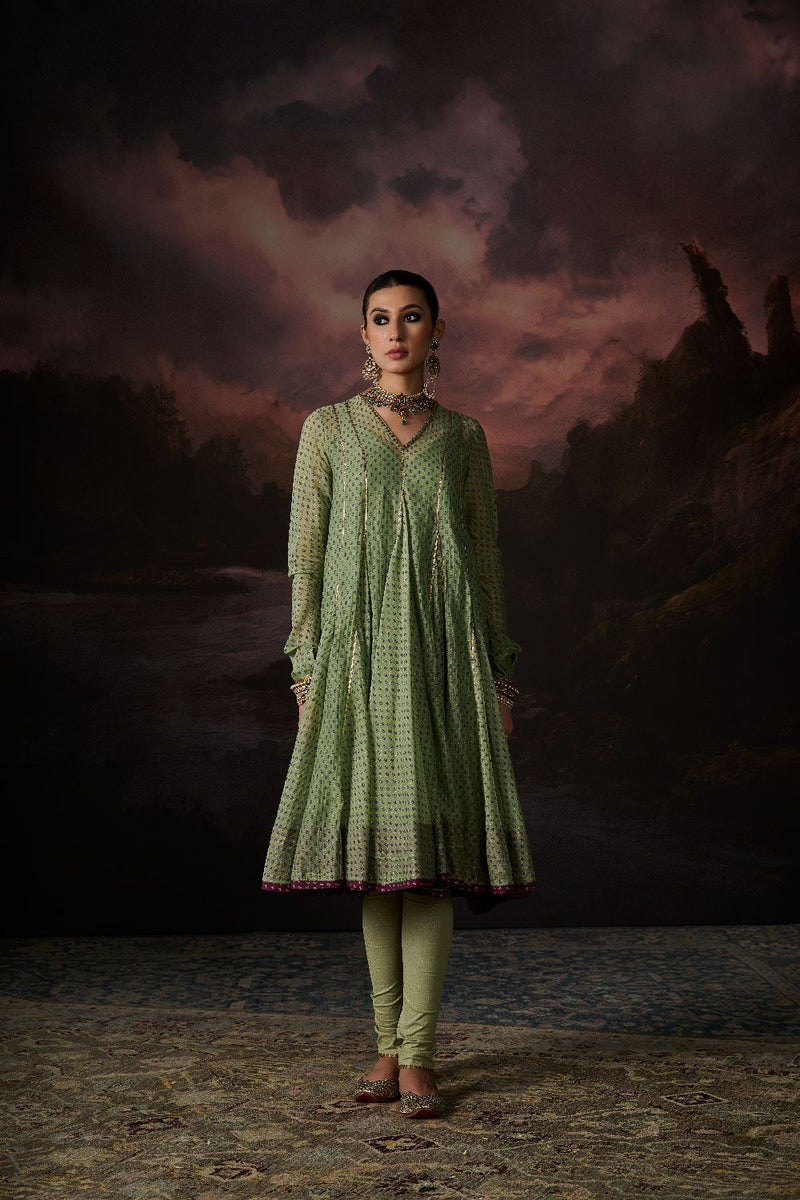 NINA KURTA chanderi by SWATTI KAPOOR in green color for women in Singapore
