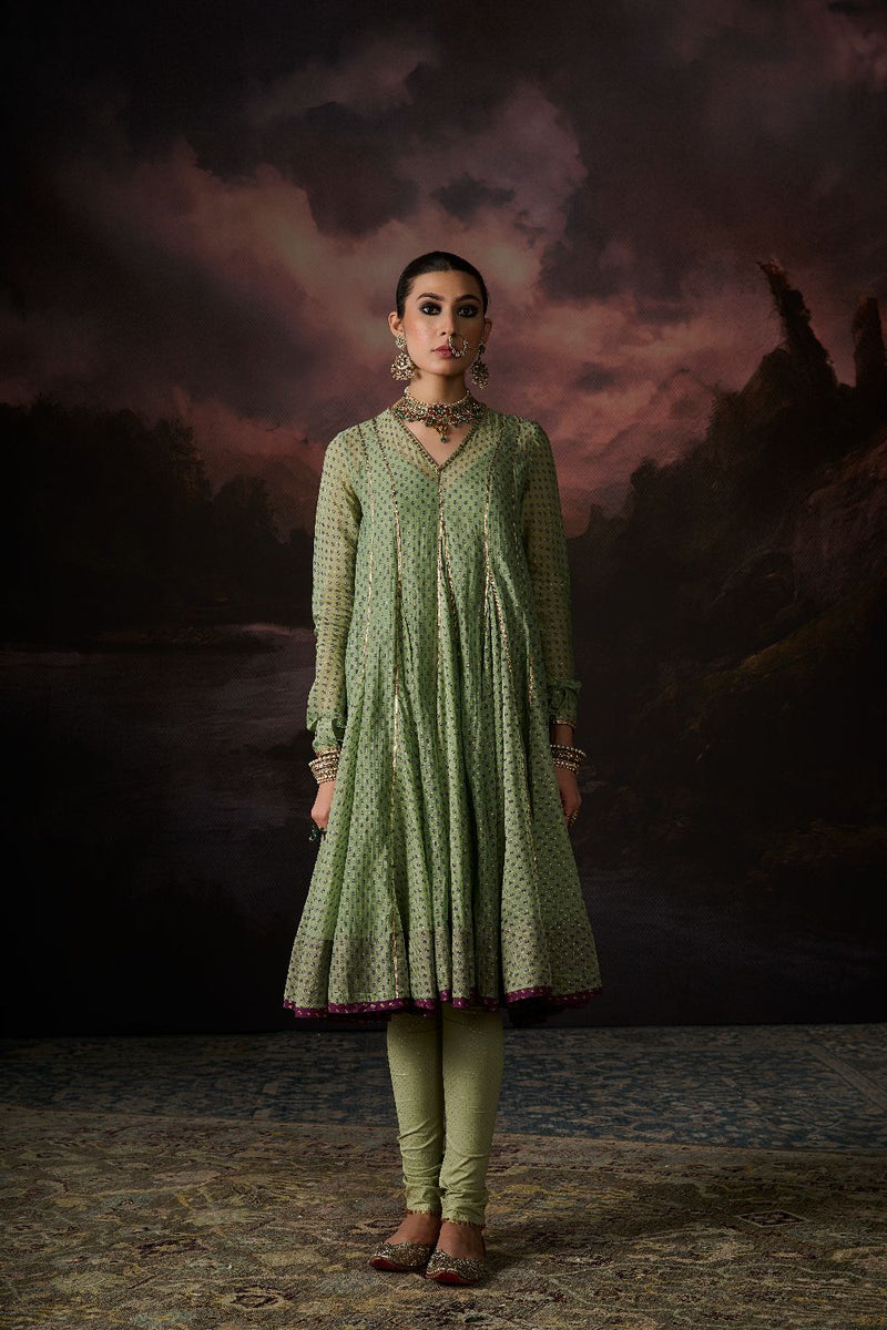 NINA KURTA chanderi by SWATTI KAPOOR in green color for women in Singapore